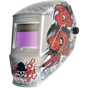 Solar Power Auto Darkening Welding Helmet with Large Viewing Size 3.86 in. x 2.09 in. Great for MMA, MIG, TIG