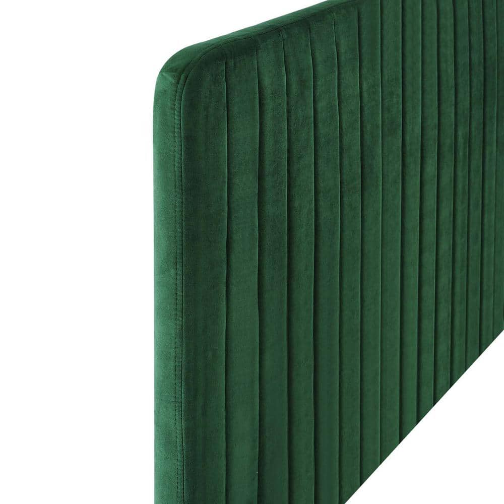 Emerald Velvet Twin Channel Tufted Upholstered Headboard