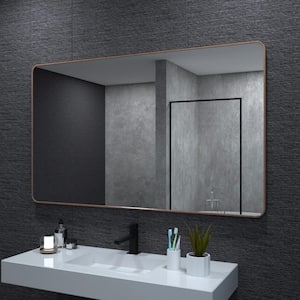 60 in. W x 36 in. H Rectangular Framed Wall Bathroom Vanity Mirror in Walnut