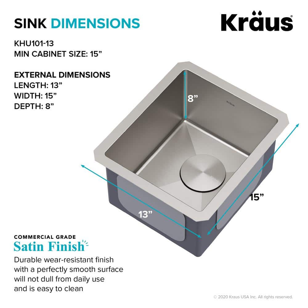 Kraus 13-inch Stainless Steel Undermount Bar Sink
