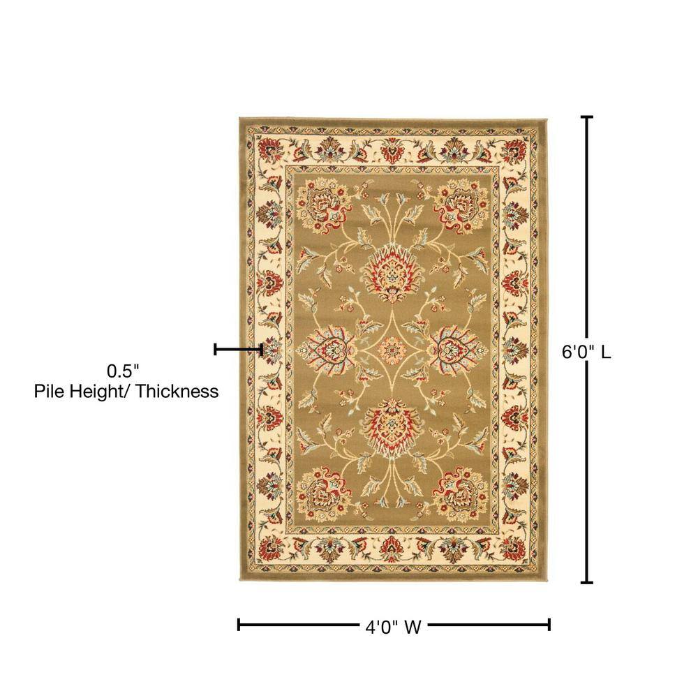 Green and Ivory Floral Synthetic Tufted Area Rug, 12' x 15'