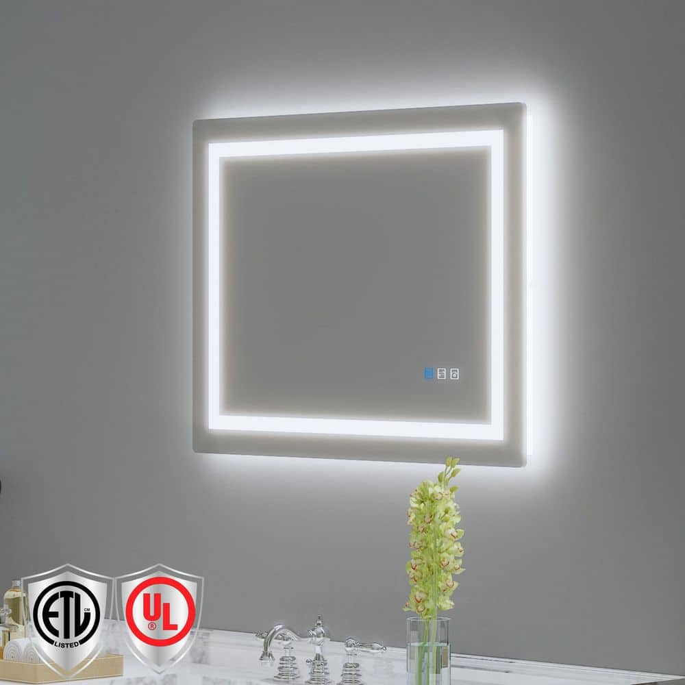 24 in. W x 32 in. H Rectangular Frameless Anti-Fog LED Light Wall Bathroom Vanity Mirror with Backlit and Front Light price history on PriceWatchPro