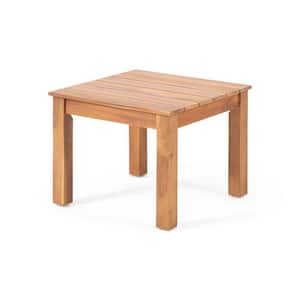 Brown Acacia Wood Outdoor Side Table