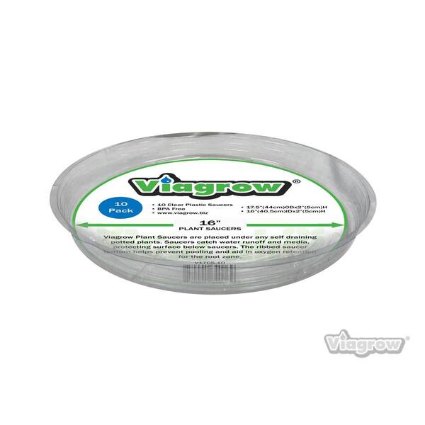 Viagrow 17.5 in. Clear Plastic Saucer (10-Pack)