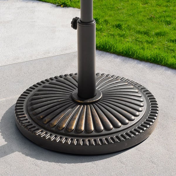 Nuu Garden 33 lbs. Polyethylene and Concrete Patio Umbrella Base, for 1.5 in.-1.9 in. Umbrella Poles Black with gold-painted edge