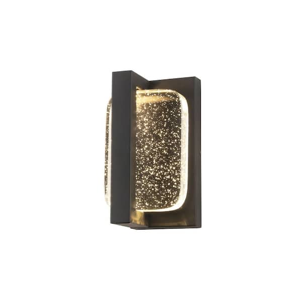 Jushua 6.3 in. 1-Light Matte Black Flush Mount LED Outdoor Hardwired Wall Lantern Sconce, No Bulbs Included