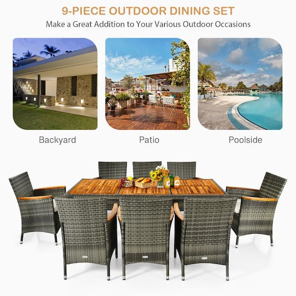 Lebanon 9 piece dining set with cushions best sale