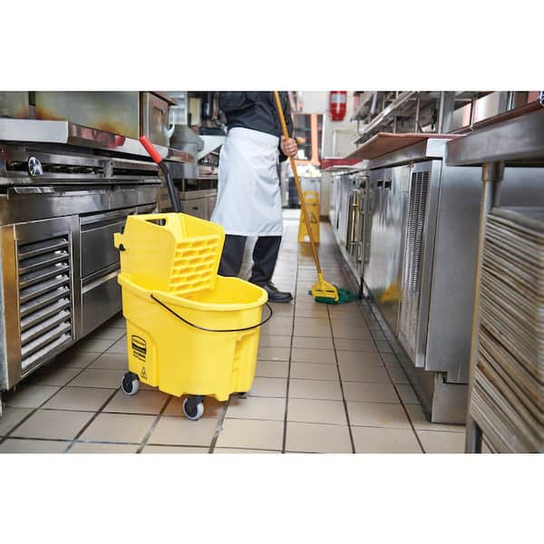 6-Piece Heavy Duty Janitorial Set Includes:Janitor Cart with 3 Storage  Shelves, Vinyl Waste Bag, Mop Bucket,Wringer, Cotton-End Wet Mop Head, Mop