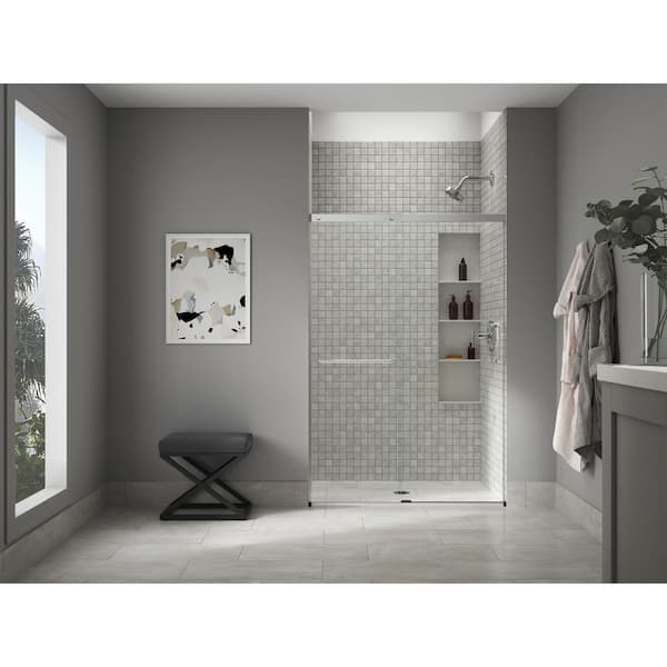 KOHLER Elate 50-54 in. W x 71 in. H Sliding Frameless Shower Door in Bright Silver with Crystal Clear Glass