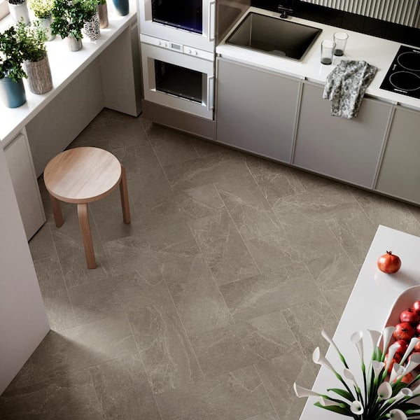 LithoTech Greige Beige 11.81 in. x 23.61 in. Matte Porcelain Floor and Wall Tile (17.43 sq. ft./Case)