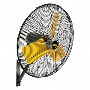 24 in. 3-Speed Oscillating Black Outdoor/Indoor Mounted Wall Fan with Heavy Duty, IP44 Waterproof, Adjustable Tilt.