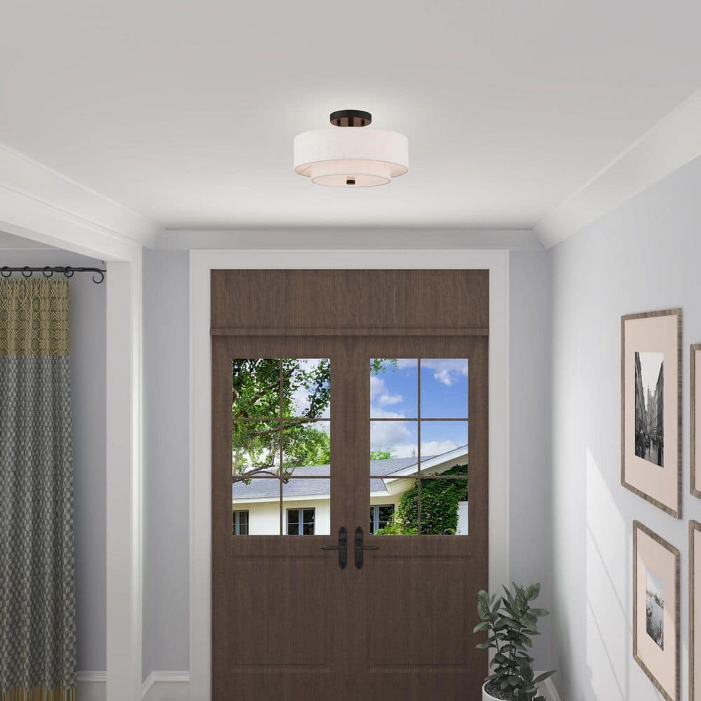Claremont Transitional 2-Light Indoor/Outdoor Ceiling Mount in English Bronze