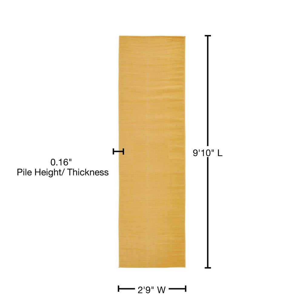 Gold Flat Woven Synthetic Runner Rug 2' 9" x 9' 10"