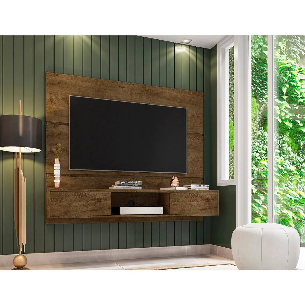 Rustic Brown Wall Mount Floating Entertainment Center