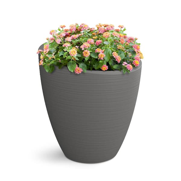 Mayne Modesto 30 in. Round Graphite Grey Polyethylene Planter