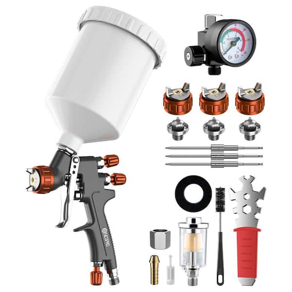 Professional HVLP Spray Gun Kit with Multiple Nozzle Sizes for Automotive Refinishing and Home Painting