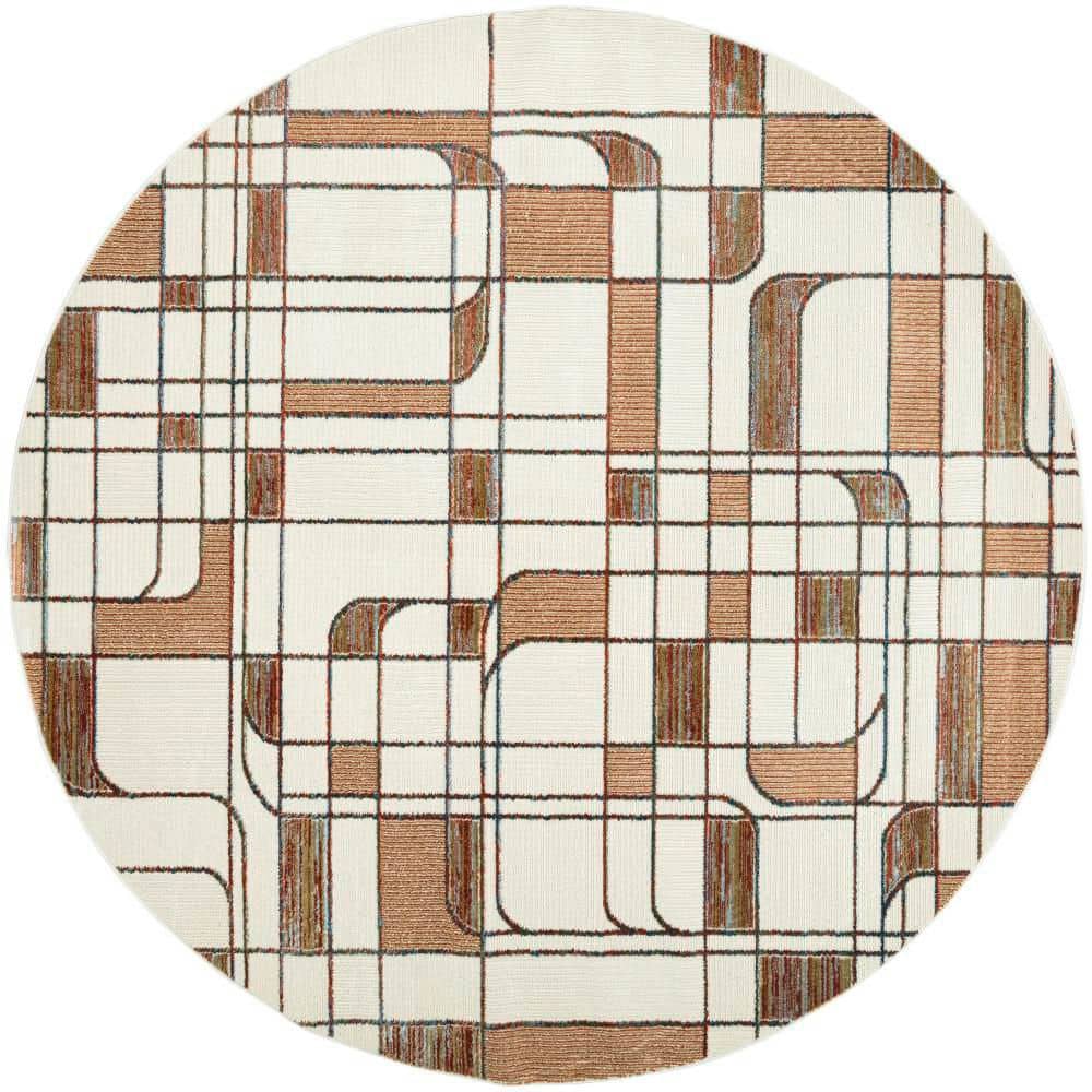 Nordic Ivory Rust 5 ft. Round ft. x 5 ft. Abstract Contemporary Area Rug price history on PriceWatchPro