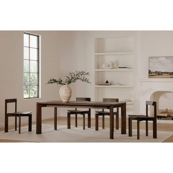 Elowar Modern Walnut Stained Solid White Ash Wood 96 in. 4-Legs Rectangle Dining Table, (Seats-8)