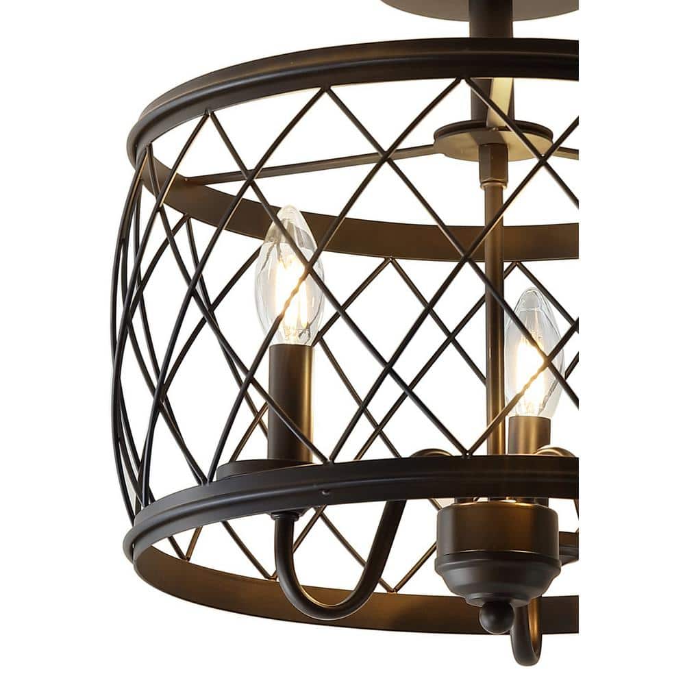 17" Oil Rubbed Bronze LED Drum Ceiling Light with Warm Glow