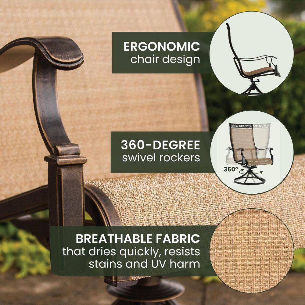 Monaco 5-Piece Bronze Aluminum Outdoor Dining Set with Tan Sling Chairs