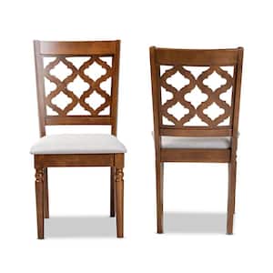 Ramiro Grey and Walnut Brown Upholstered Dining Chair (Set of 2)