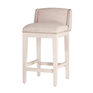 Bronn Wood 27.5 in. Wire Brush White Counter Height Stool (Set of 2)