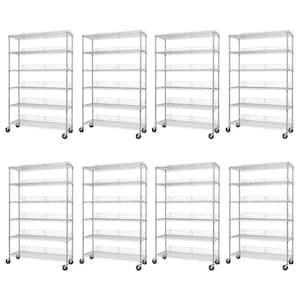 8-Pack Chrome 6-Tier Rolling Steel Wire Shelving Unit (48 in. W x 77 in. H x 18 in. D)