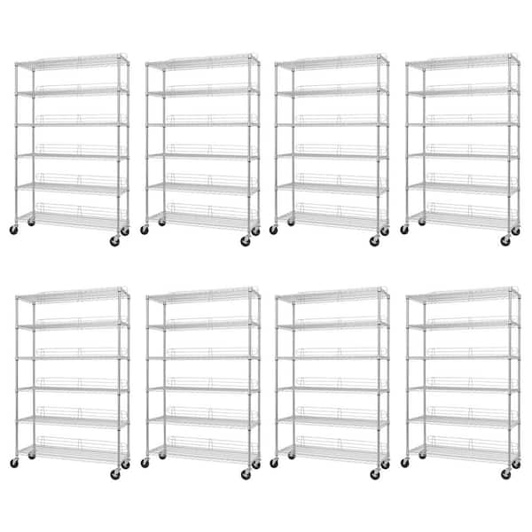 Trinity 8 Pack Chrome 6 Tier Rolling, Rolling Shelves Home Depot