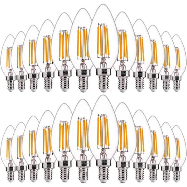 60-Watt Equivalentg B11 LED Candelabra Bulbs E12 2700K Dimmable Soft White (24-Pack)