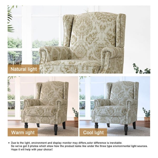 Uixe Retro White Floral Pattern Linen Nailhead Trim Upholstered