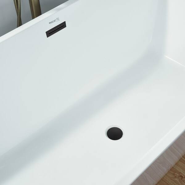 Vanity Art Montpellier 59 in. L x 30 in. W Acrylic Flatbottom Freestanding Bathtub in White/Matte Black