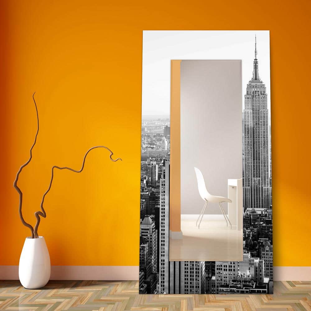 Elegant Full-Length NYC Skyline Frameless Glass Mirror 72" x 36"