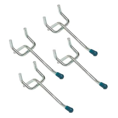 2 in. Zinc-Plated Steel Single Straight Peg Hooks 1/8 in Pegs (4-Pack)