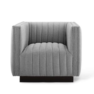 Perception Light Gray Tufted Upholstered Fabric Armchair