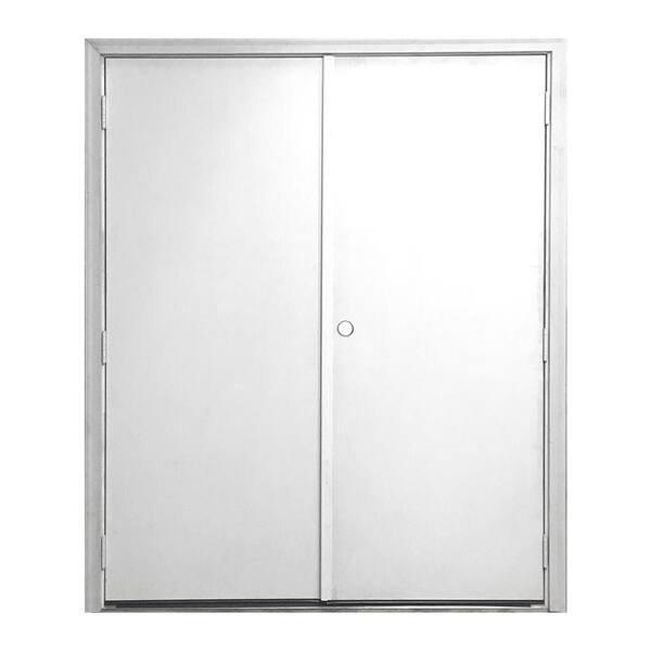 Steves & Sons 48 in. x 72 in. Garden Shed Flush White Primed Left-Hand Outswing Fiberglass Prehung Front Door