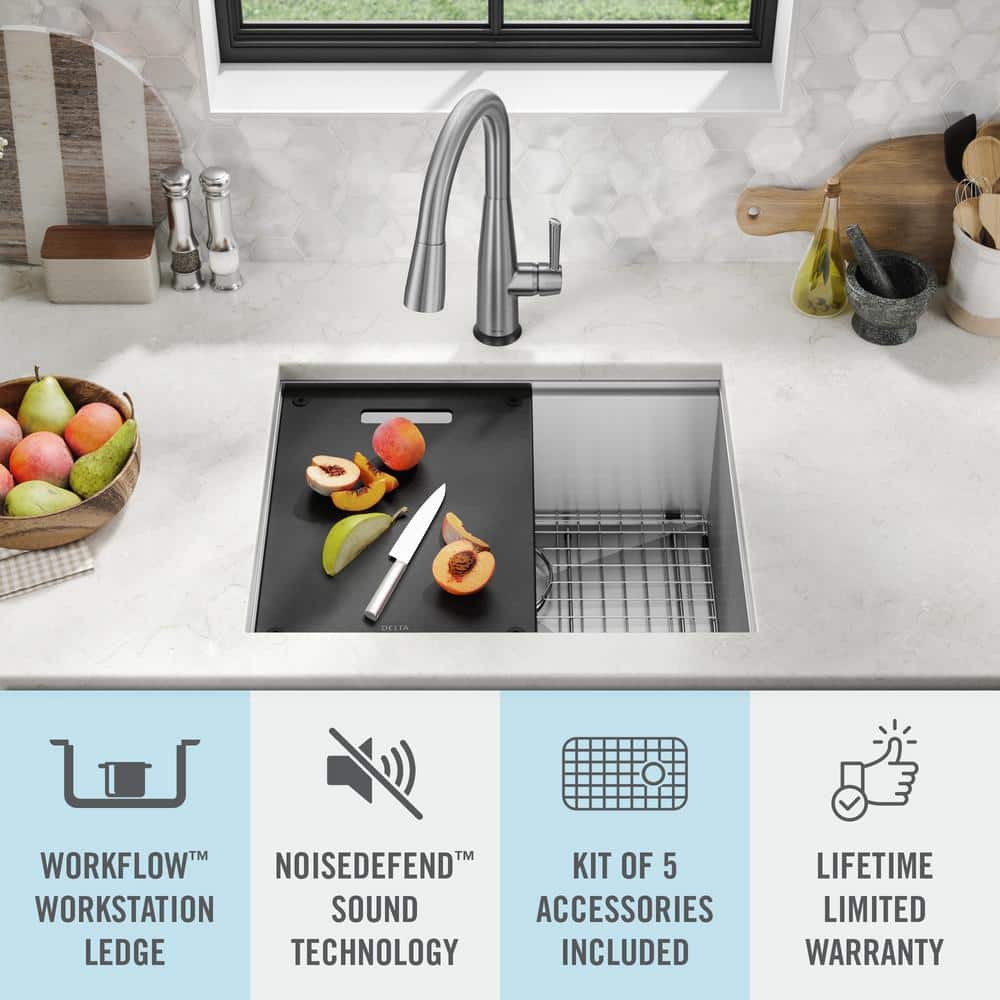 Delta 23" Stainless Steel Undermount Workstation Kitchen Sink