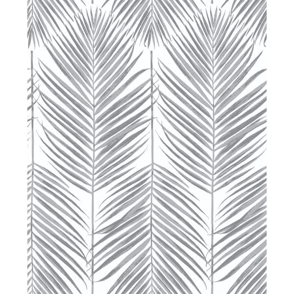 CASA MIA Palm Caribbean Grey Vinyl Peel and Stick Wallpaper Roll (Cover 30.75 sq. ft.)