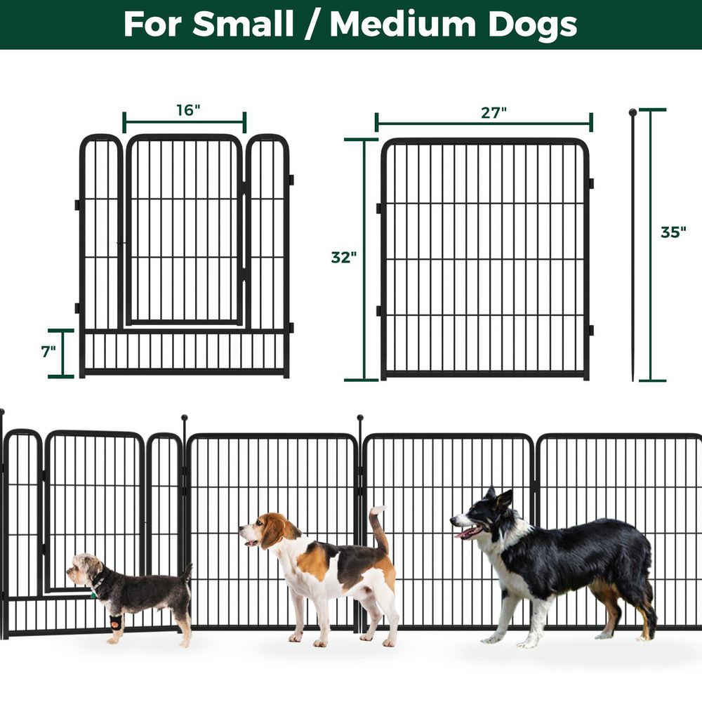 N/A 32 16 Panels Instant Dog Playpen Portable Pet Fence for