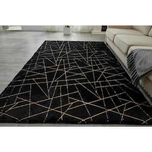 Lily Luxury Geometric Gilded Black 2 ft. x 3 ft. Area Rug