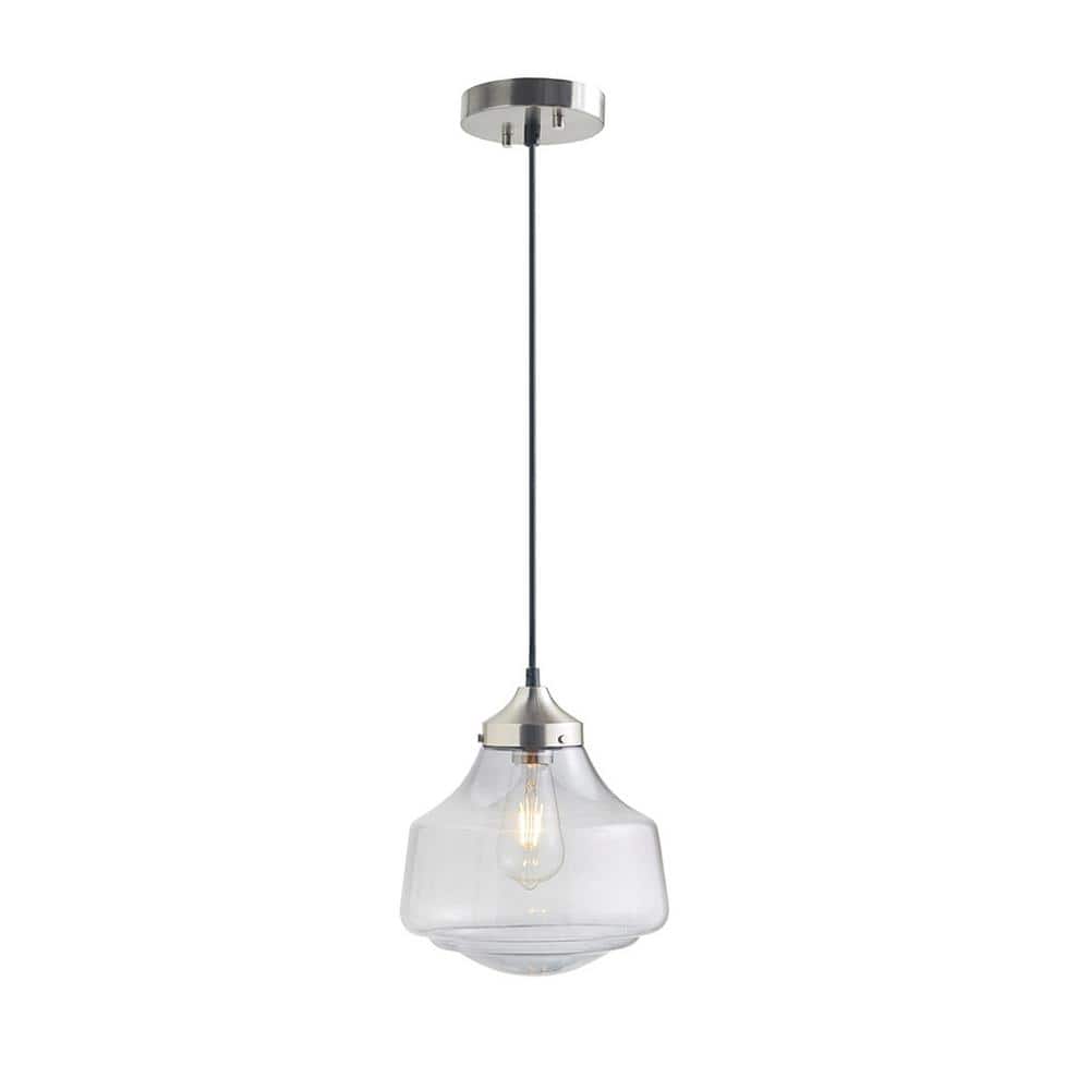 FIRHOT 1Light Elm Brushed Nickel Pendant Light with Bell Shaped Glass Shade AWB03L The Home