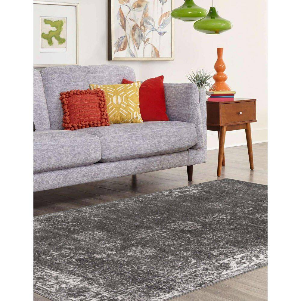 Casino Sofia Dark Grey 2'2" x 3'1" Reversible Synthetic Rug