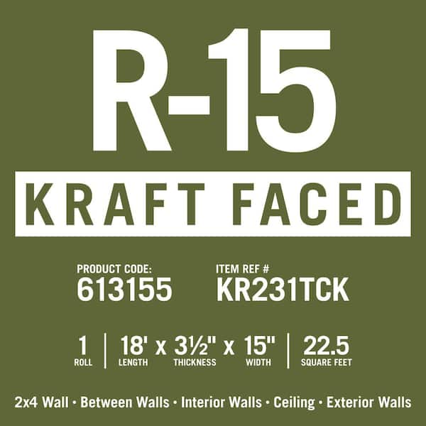 Knauf Insulation R 15 Kraft Faced Fiberglass Insulation Roll 15 in