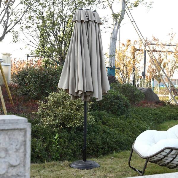 14.8 ft. x 8.7 ft. Steel Market Patio Umbrella Double Sided