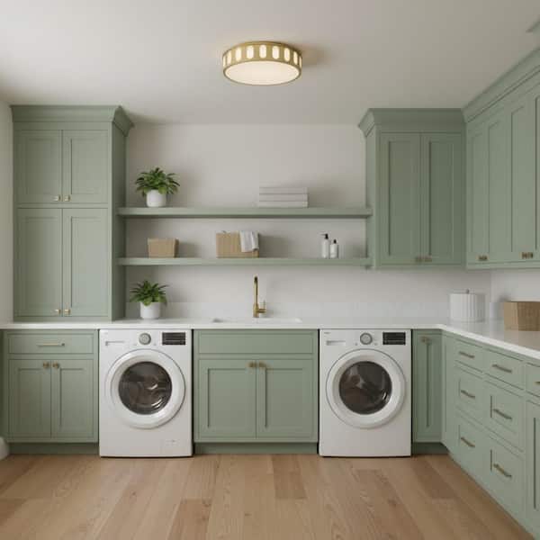 15 in. Brass LED Flush Mount Ceiling Light, 25W 3-Color Temperature Dimmable for Hallway Bathroom Bedroom Living Room