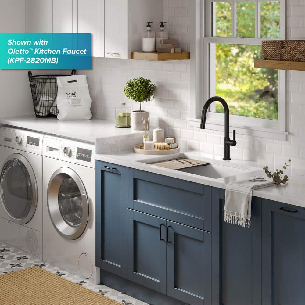 Bellucci White Granite Composite Drop-in Kitchen Sink with Accessories