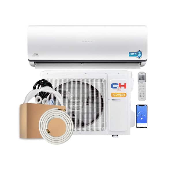 COOPER & HUNTER 9,000 BTU 3/4 Ton Hyper Sophia Ductless Mini Split Air Conditioner with Heat Pump and 16 ft. Install Kit 230V
