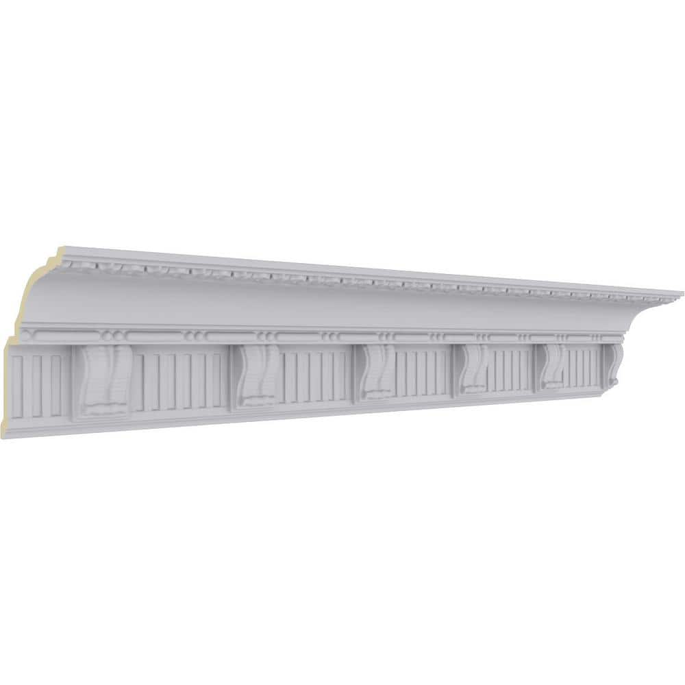 Primed White Polyurethane Geometric Crown Moulding Sample
