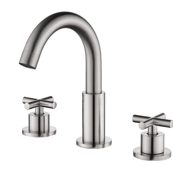8 in. Widespread Double Handle Bathroom Faucet with 360° Spout Swivel in Brushed Nickel