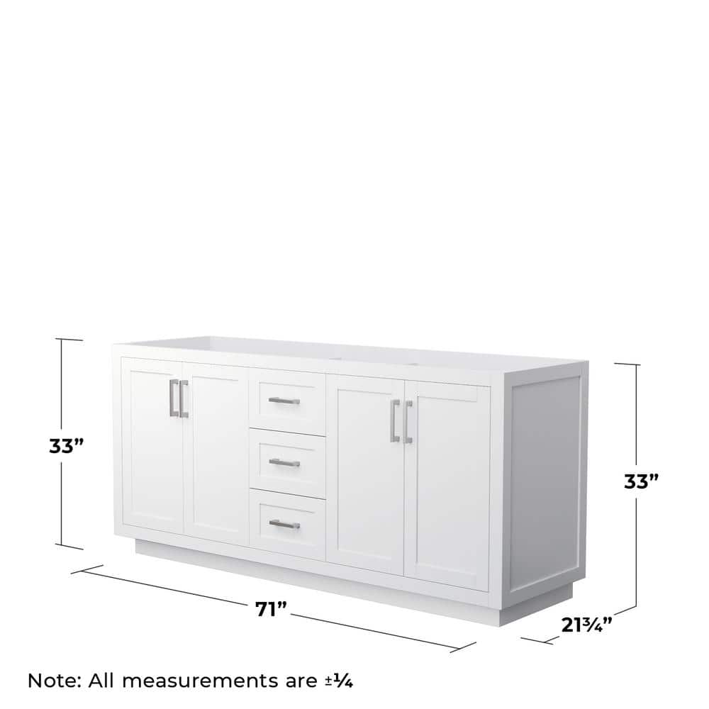 Miranda 72" White Double Freestanding Vanity with Brushed Nickel Hardware