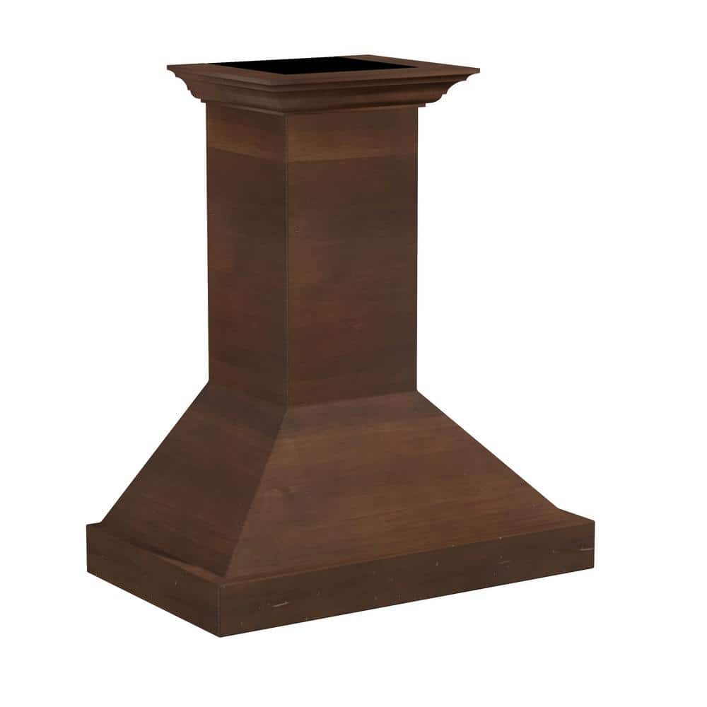 36" Distressed Walnut and Stainless Steel Wall Mounted Range Hood